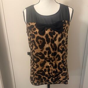 HeartSoul Leopard Print Blouse with Black Bow